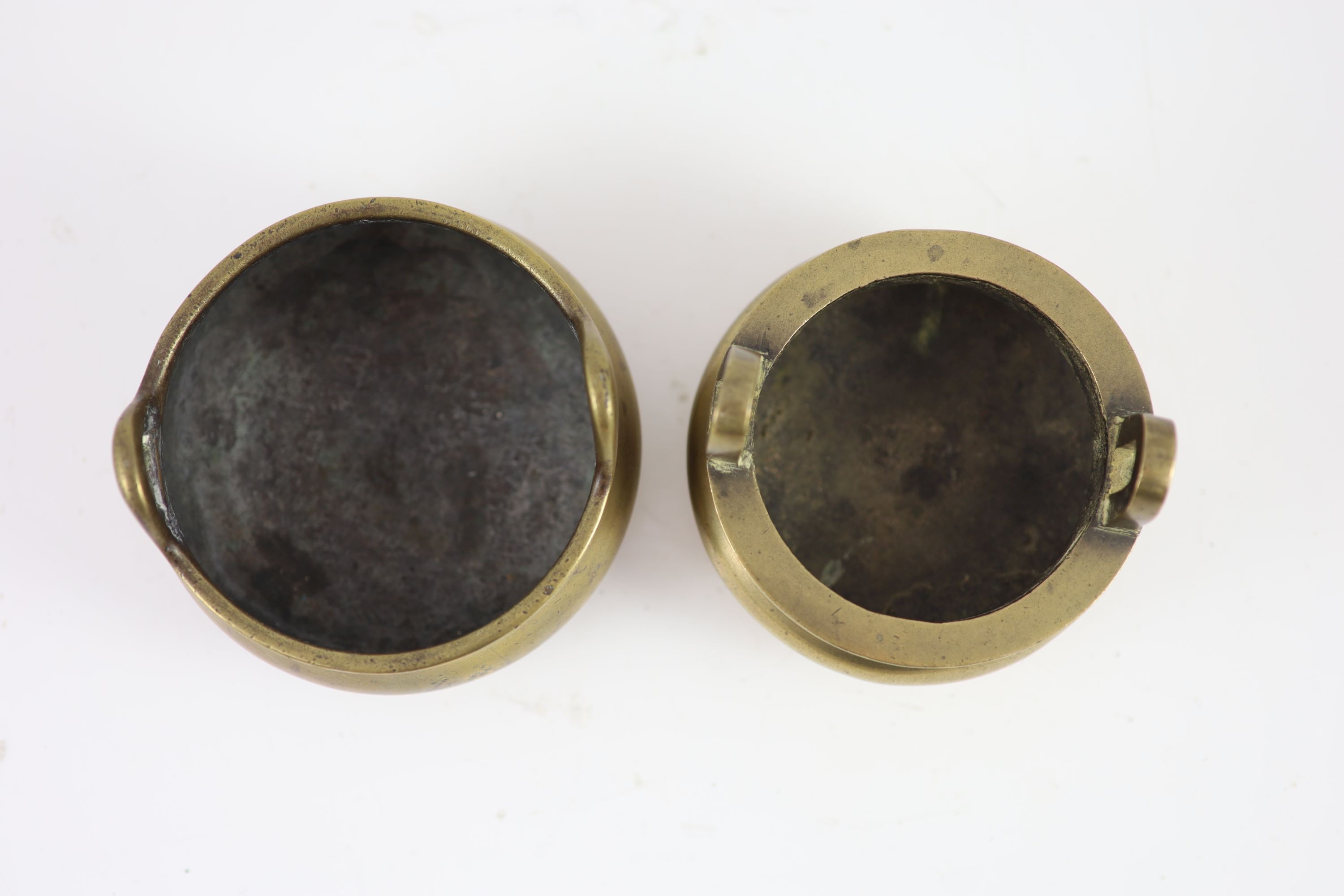 Two Chinese bronze tripod censers, 18th and 19th century